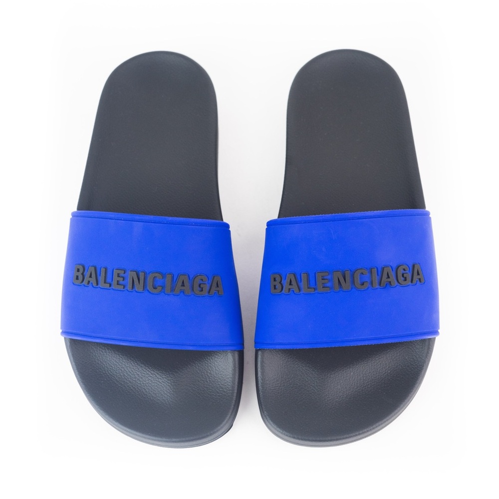 Balenciaga Blue Logo Slide Sandals size 37